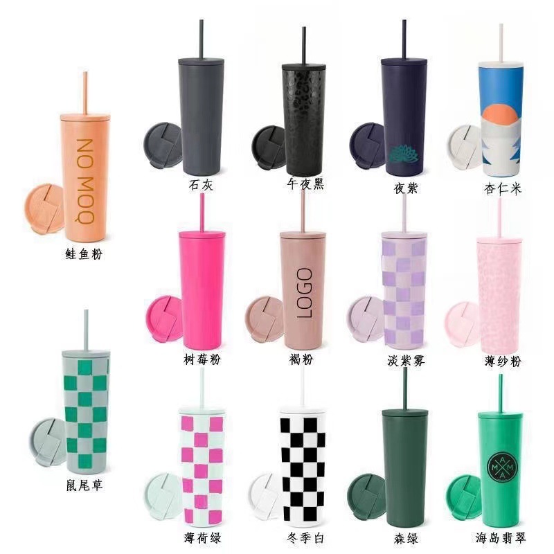 2024 Exclusividad transfronteriza Venta caliente 304 Taza de café de doble tapa Taza de automóvil con aislamiento de múltiples especificaciones Pajitas de acero inoxidable Spot