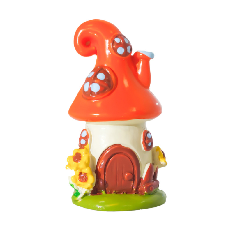 Castillo de cuento de hadas hecho decoración de micro paisaje al por mayor accesorios de decoración de pastel pecera castillo de setas de resina creativa