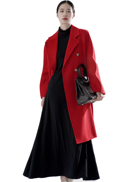 Double-sided woolen long fitted winter elegant jacket