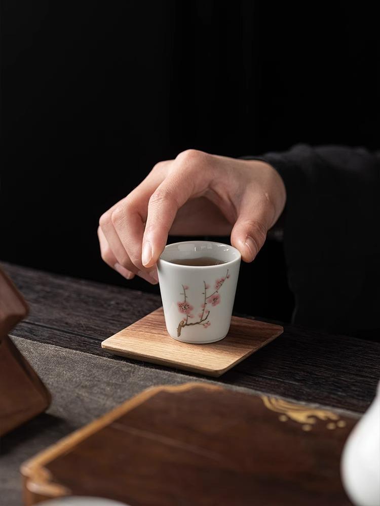 Nogal posavasos bandeja de té taza de café de vidrio almohadilla aislante resistente al calor anti-escaldado de almacenamiento de madera maciza base de estera de té