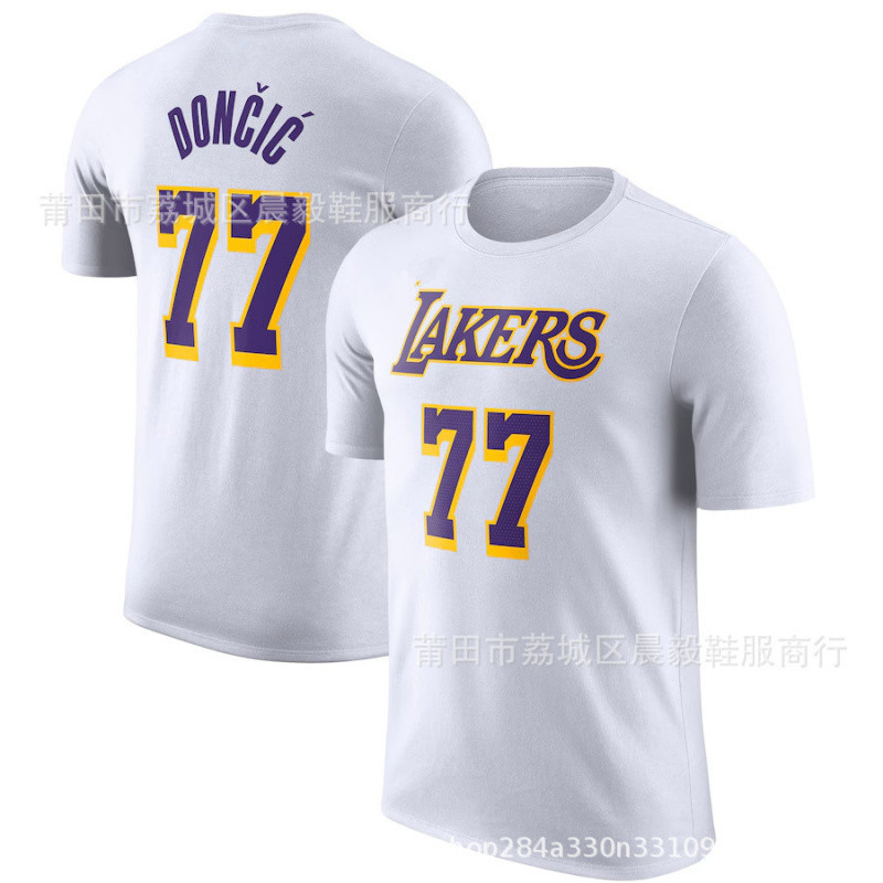 Foreign Trade Cross-Border New Jersey Lakers No. 77 Doncic Basketball Sports T-Shirt Men's Casual Running Jersey