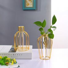 跨境高级感鲜花插瓶铁艺花瓶仿真花艺配件DIY花艺容器金属花瓶