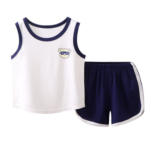Baby Summer Modal Tank Top Set Thin Gender Neutral Kids Sleeveless Shorts Two-Piece Set Children Comfort Pajamas