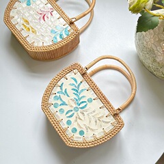 越南秋藤編包包編織貝殼包海邊度假旅行度假ins風女士時尚手提包