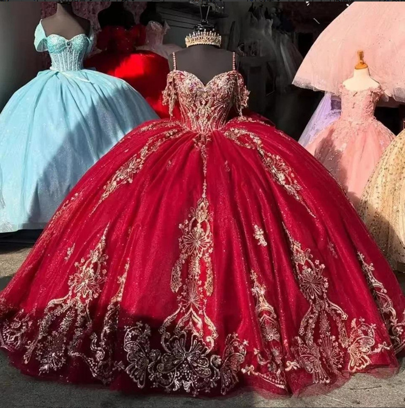 European and American Amazon Bridal Wedding Dress with Puffy Skirt, Red, Heavy Craftsmanship, Luxurious, 2026 New Model, Ball Gown, Party Evening Dress