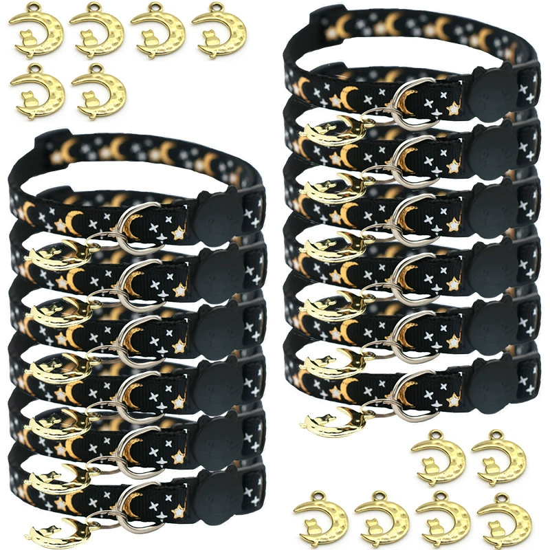 ПЭТ Бронзовый Луна Звезда Кошка Собака Воротник Кошка Пряжка Светоотражающий Пряжка Безопасности Воротник