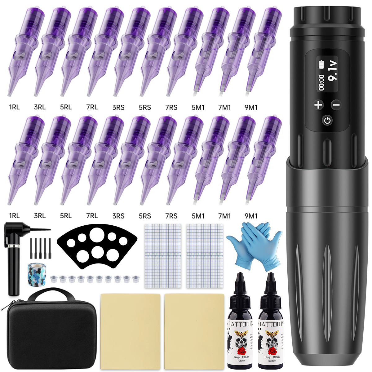 Tuffking Wireless tattoo PEN HD Display 1600 ma tattoo embroidery multifuncional tattoo Machine set