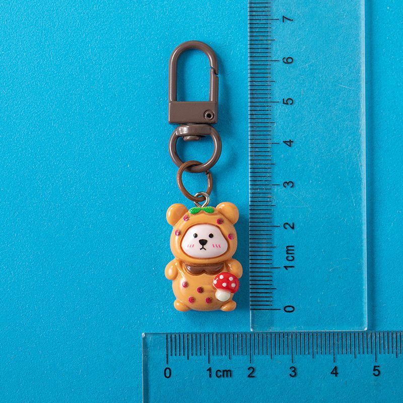 Caricatura hongos osos llavero dulce colgante mochila de estudiantes colgante resina adorable DIY joyas pequeños regalos