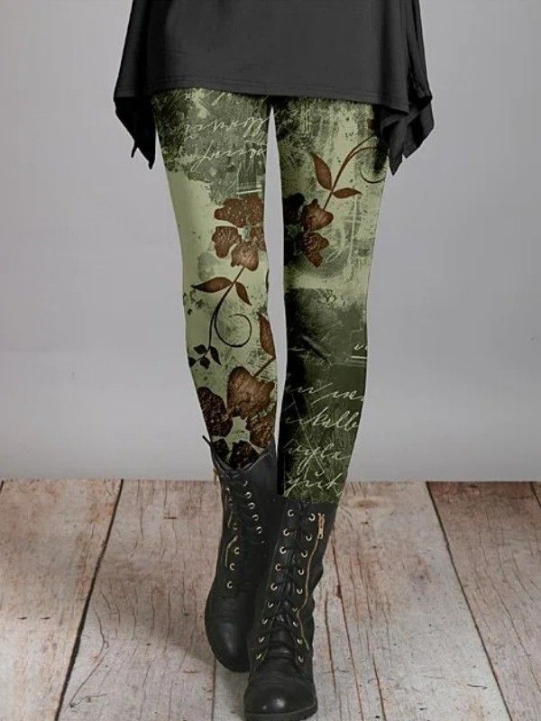 Long Slim-Fit 2026 Autumn and Winter Women's Retro Ethnic Style Slimming Printed Leggings, Thin and Breathable