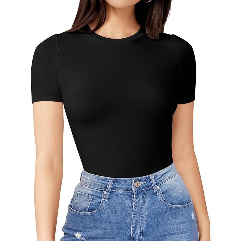 Body Suits for Womens Short Sleeve Round Neck Casual