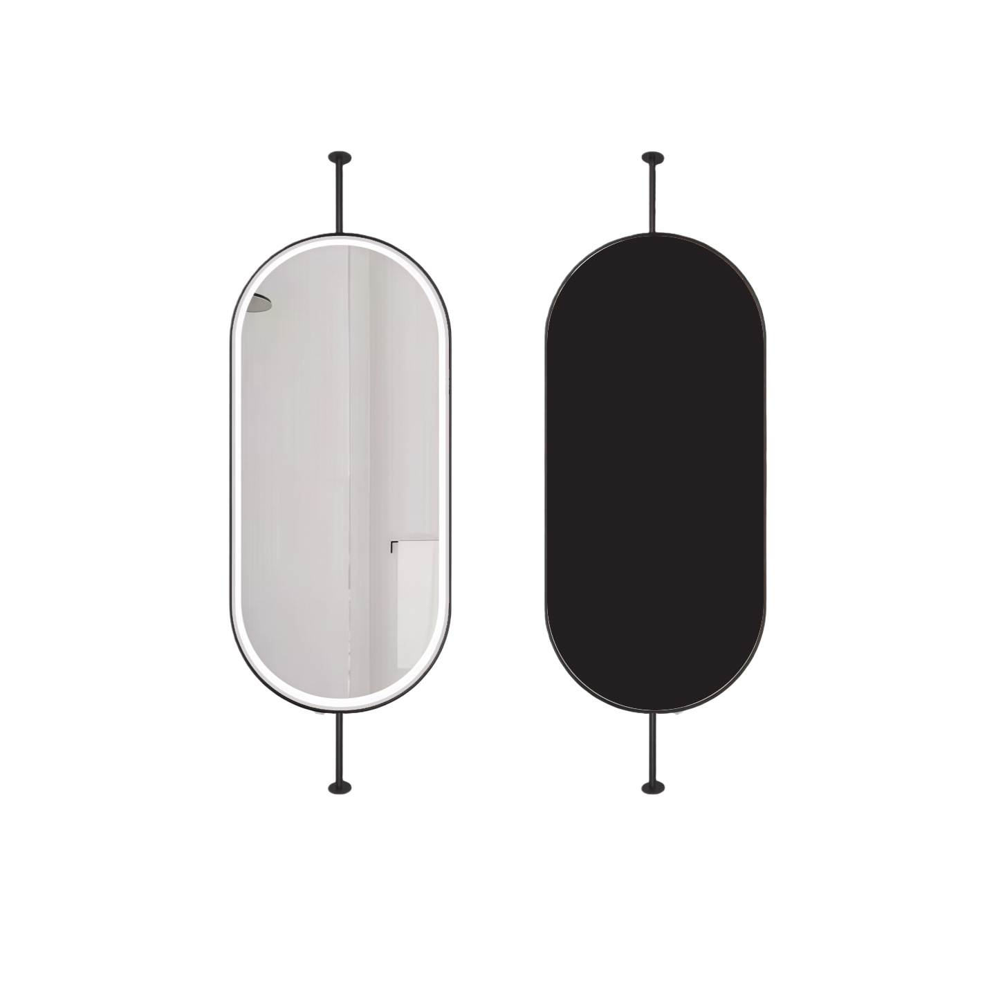 Espejo de baño colgante ovalado de aleación de aluminio con luz LED, para baño