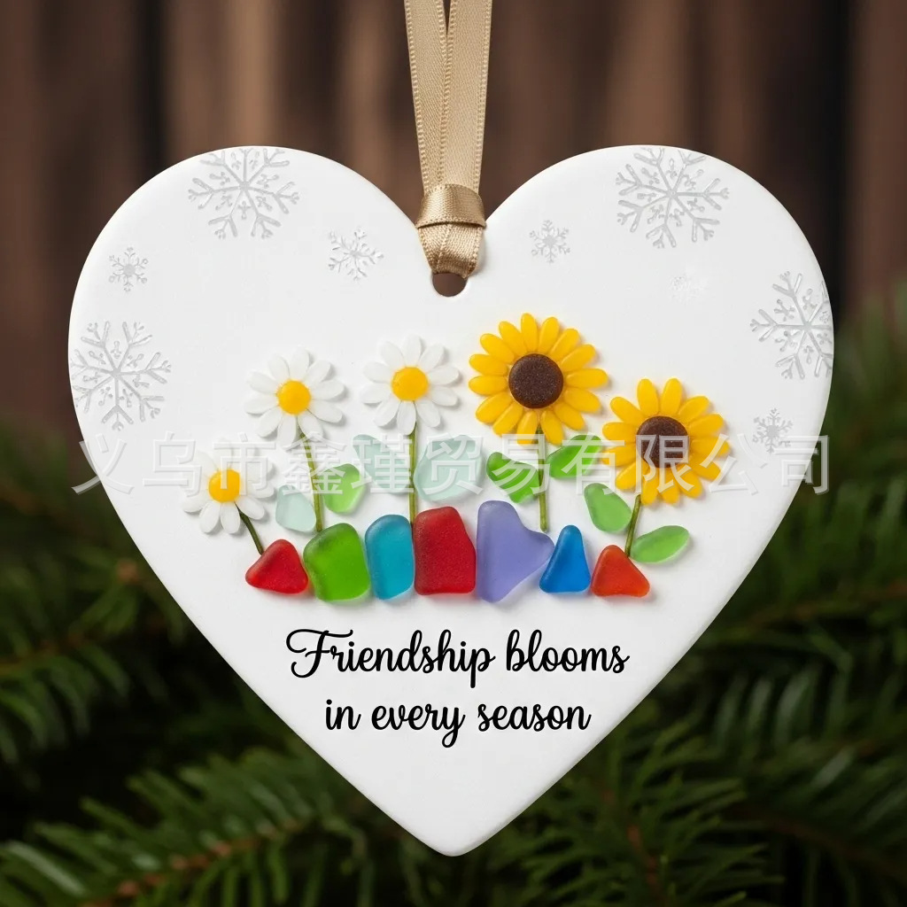 Nuevos productos transfronterizos de fondo blanco plano amistad de Navidad acrílico decoración de automóviles colgante amor Santa colgante