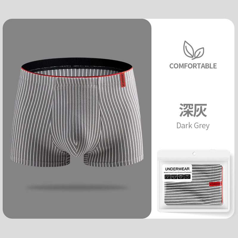 Ropa interior de los hombres a rayas niños antibacterianos transpirable Boxer shorts cabeza rayas deportes suelta más tamaño Boxer shorts al por mayor