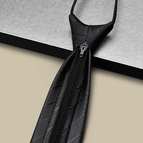 Black Tie Men Zipper Style No-Tie Lazy Man Men's Suit Tie Formal Business Hand-Tied Summer No-Knot Trend