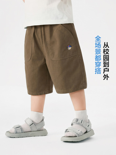 Youou boys college cotton mid-pants summer quarter pants 2026 new children's clothing summer children's shorts trend