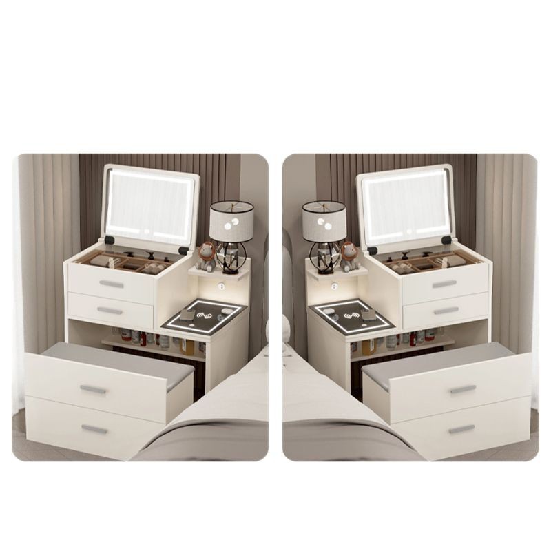 Mesa de maquillaje de madera maciza moderna simple mesas de tocador mesas de cabezal de cama en una pequeña casa mini combinación de cubierta plegable 2025 nuevo