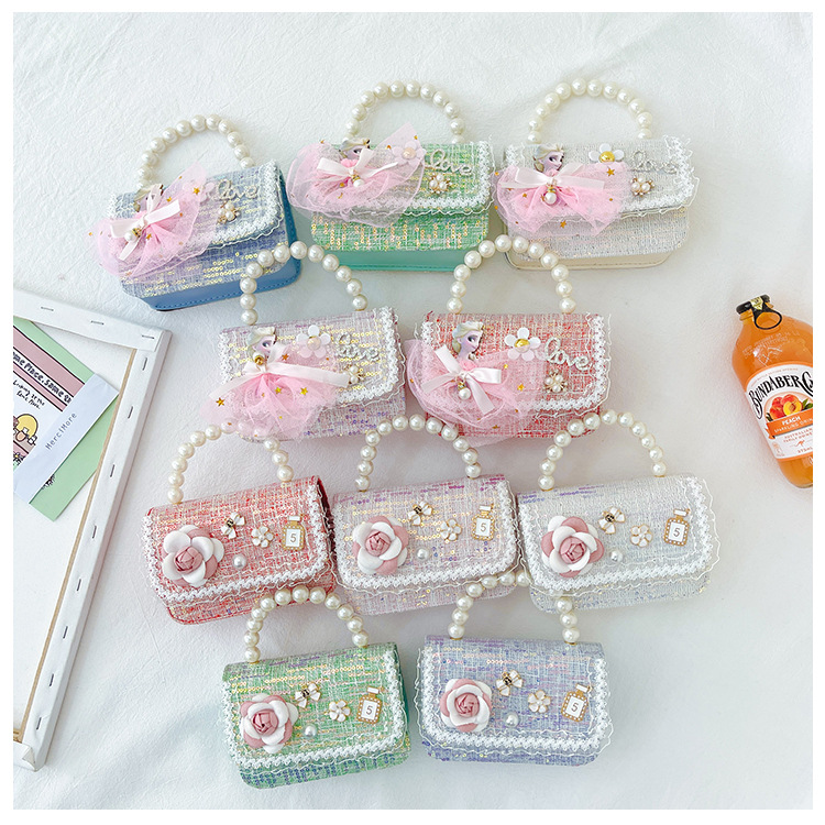 Nuevo bolso de los niños de moda Princesa Aisha Perla bolso de estilo Coreano lentejuelas bolsa de mensajero para las niñas