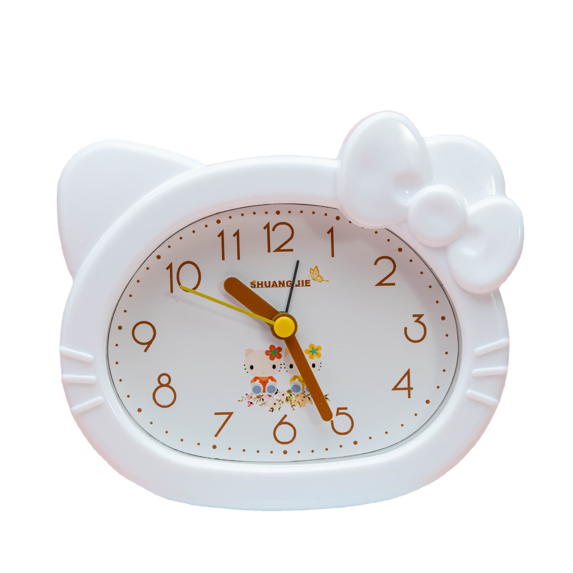 Fábrica al por mayor de dibujos animados de gato reloj de alarma estudiante creativo reloj de alarma de plástico con campana de alarma moda lindo reloj de la joyería