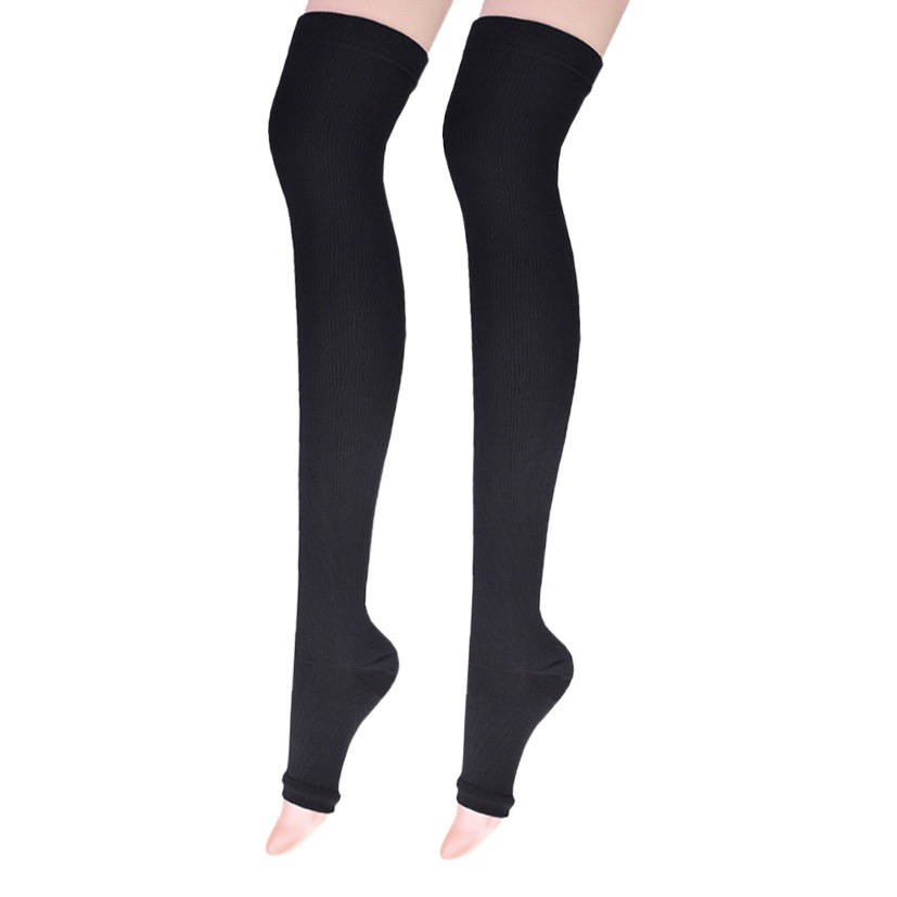 Over-the-knee long tube tight leg socks men's and women's sports open-toe compression socks nylon socks wholesale anti-bending stretch large size