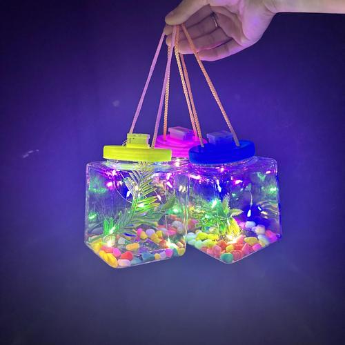 Hot-selling Glow-in-the-Dark Jar Fish at Night Market: Popular Bubble Fish Bottles & Transparent Little Turtle Jars for Street Vendors