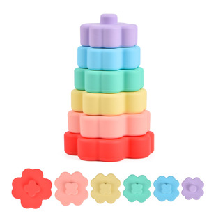 Jiexi factory direct children's Jenga toys wholesale stall educational video grade silicone building blocks flower-shaped