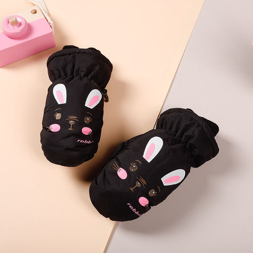 Children's Ski Gloves Winter Warm Downproof Cotton Waterproof Snow Play Gloves Outdoor Ski Gloves for Boys and Girls
