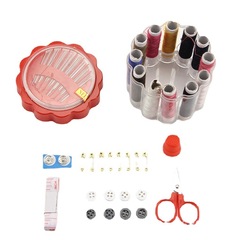 Large cylindrical needle and thread box set from manufacturer—boxed, multi-functional DIY sewing kits for home use, wholesale available at two-yuan stores.