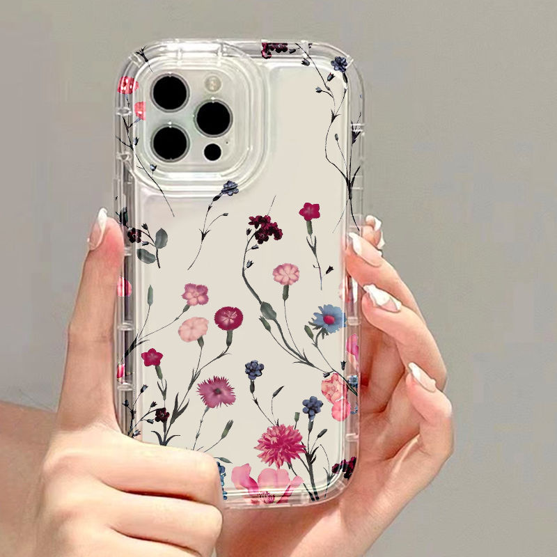 Wildflower Branches Suitable for Airbag Iphone16Promax Mobile Phone Case 15/14 Apple 13/12 Factory 11 Transparent