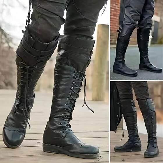 Amazon Independent Station Cross-border Foreign Trade New European and American Retro Lace-up Motorcycle Boots plus size Men's Motorcycle Boots