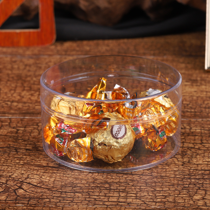 Grado Alimenticio caja de plástico redondo transparente PS material fruta cristal barro Delgado embalaje caja redonda en stock al por mayor