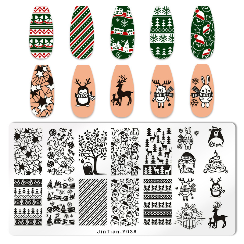 美甲印花钢板爆款雪花圣诞 NailSteelPlate转印指甲模板工具批发|undefined