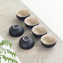 黑禅风陶瓷功夫茶具茶杯家用粗陶品茗杯单个人杯专用办公纯色中式