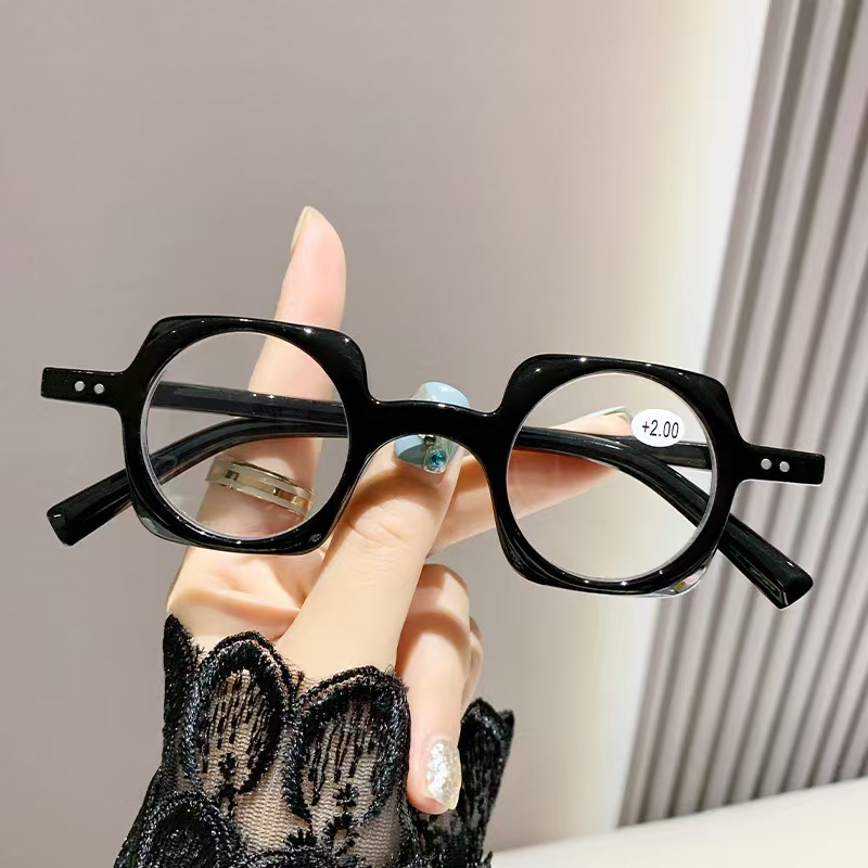 Retro frame anti-blue light reading glasses men concave shape art…
