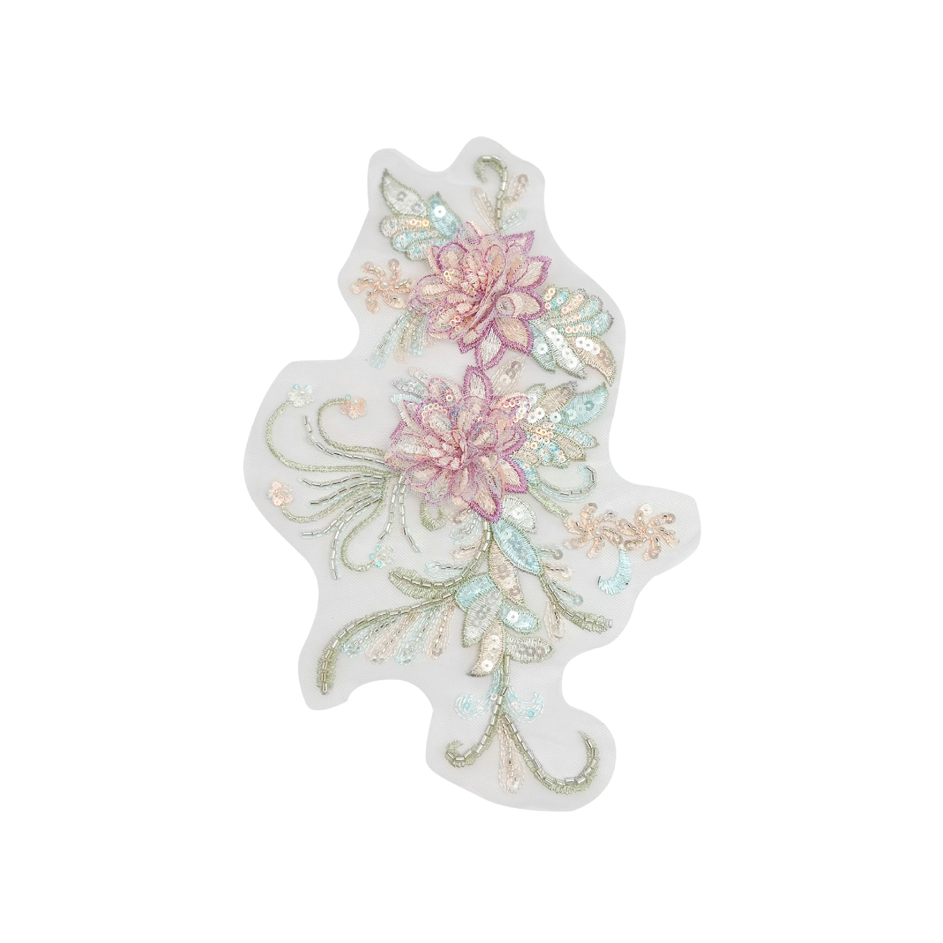 Flores de sequilla tridimensional tela bordada parche de encaje jeans ropa accesorios de ropa hermosa flor de pecho