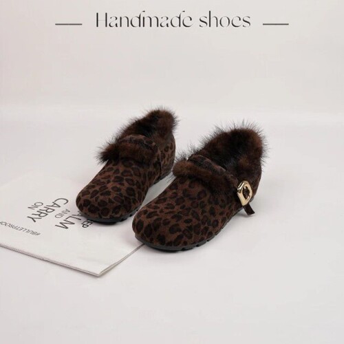 French-style evening wind cotton shoes for women, winter new lined warm fluffy shoes, outerwear Mary Jane shoes