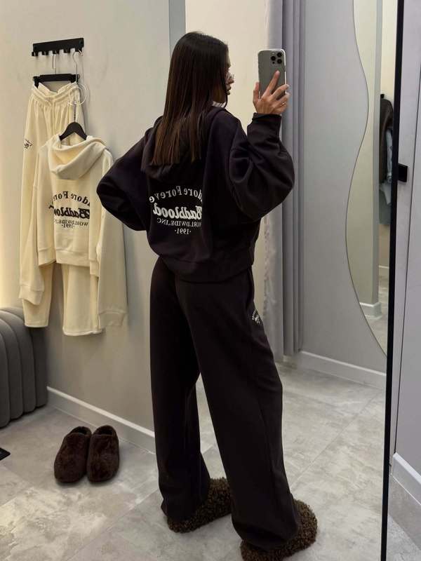 欧美跨境外贸卫衣套装女2025秋新款刺绣宽松显瘦拉链开衫阔腿长裤|undefined