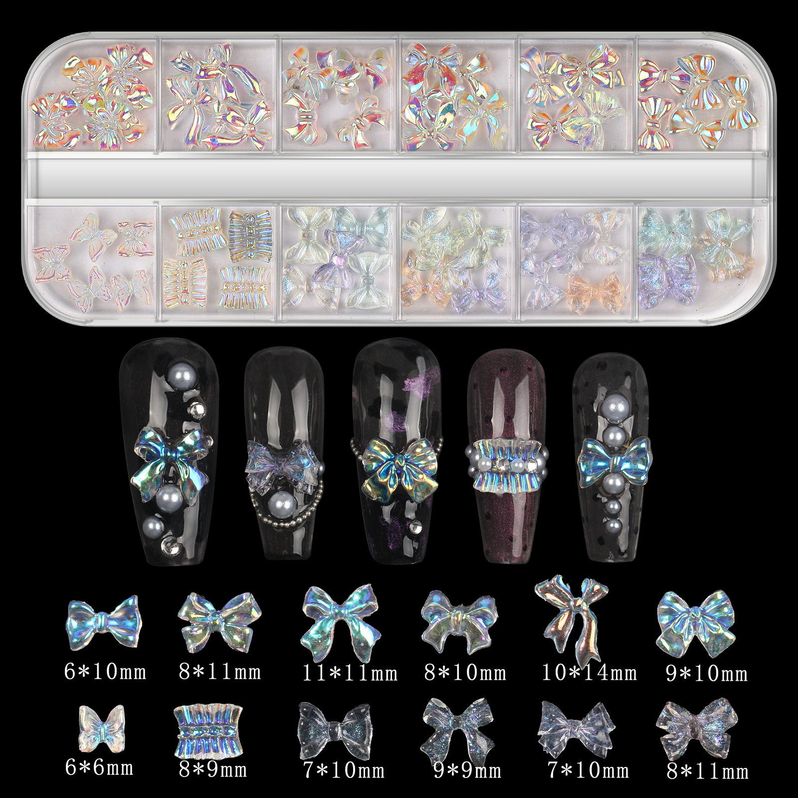 50g Weight Nail Decoration Accessories Nail Supplies Resin Material Flower, Butterfly Pattern Flower Butterfly Resin Nail Decoration Accessories 12