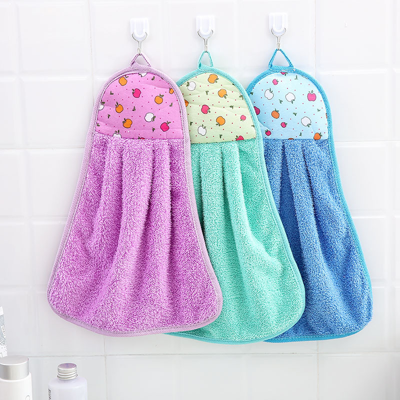 Coral velvet scarf can hang up kitchen dry hand towel toilet