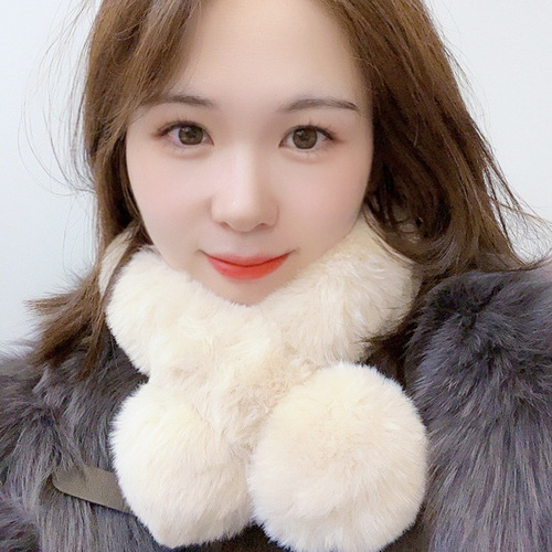 Plush scarf neck scarf for men and women in winter  new versatile girls imitation rabbit fur thickened cross-over high-end sense