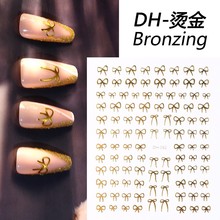 跨境美甲蝴蝶结小贴花时尚烫金美甲贴纸彩色手指甲穿戴甲装饰贴纸