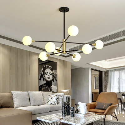 Northern Europe modern Light extravagance lamps and lanterns Living room lights Simplicity modern a living room a chandelier Iron art originality personality Glass Molecular