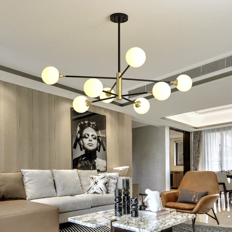 Northern Europe modern Light extravagance lamps and lanterns Living room lights Simplicity modern a living room a chandelier Iron art originality personality Glass Molecular