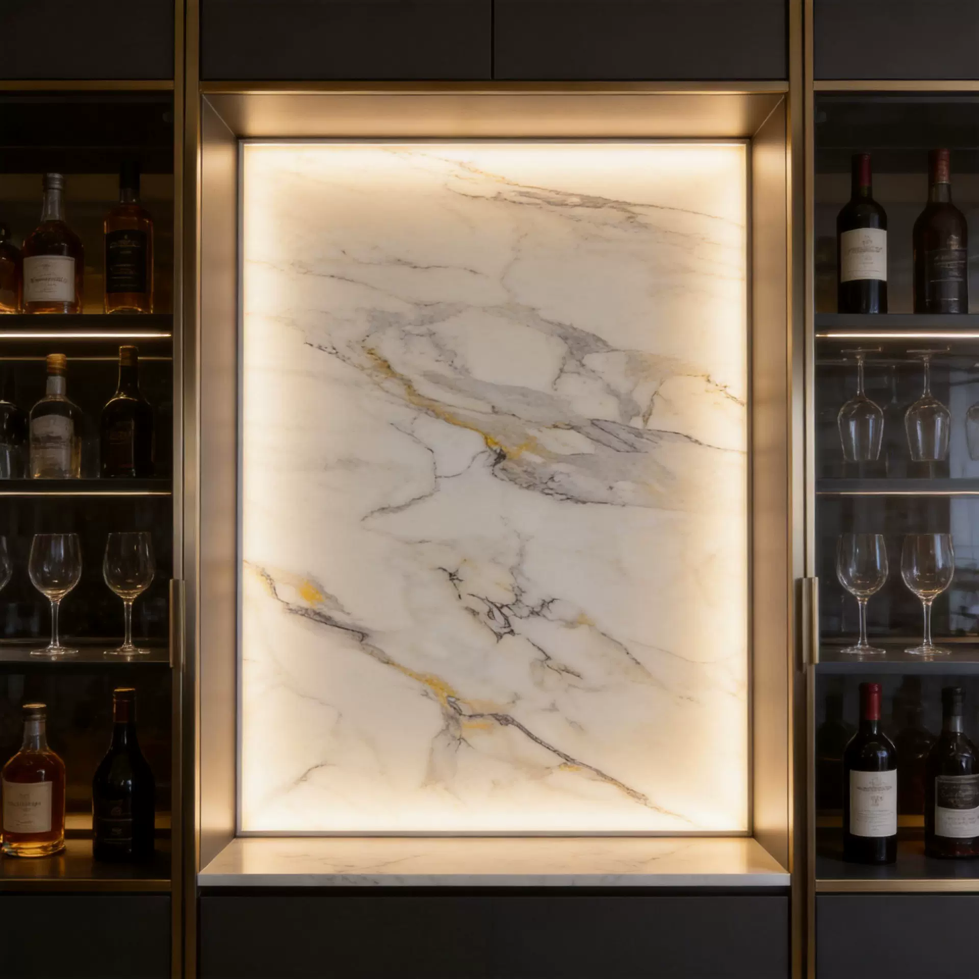 定制石纹发光背板展示柜亚克力发光板酒柜透光板衣柜led导光板