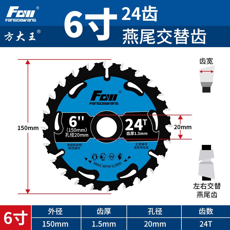Specifications:Upgraded model: 6 inches 150mm*24 teeth [1 piece]