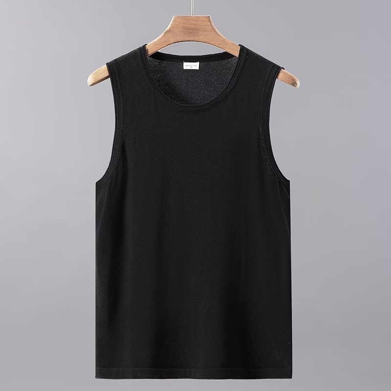 Αθλητικό γιλέκο ανδρικό καλοκαιρινό, μοντέρνο Instagram λευκό μονόχρωμο αμάνικο μπλουζάκι γυμναστικής με κοντό μανίκι_voghion.com