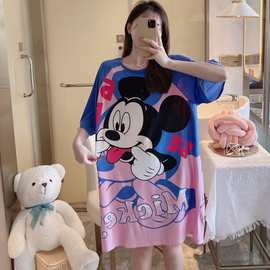 新款睡裙夏季女短袖可爱卡通网红睡衣女夏天宽松女士春秋款家居服