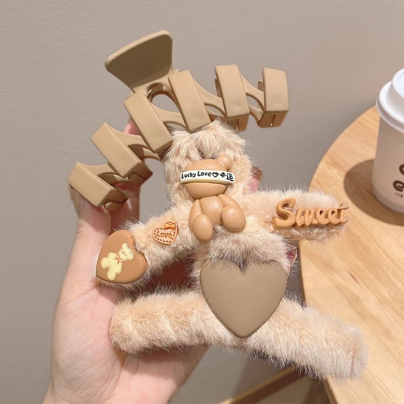 Clip de pelusa 2024 nuevo clip de cabello de cabello de cabello de cabello de cabeza de mujer grande clip de tiburón de otoño y invierno clip de cabello tocado