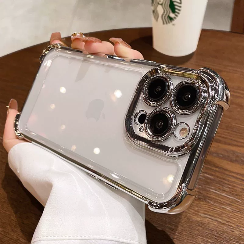 Чехол для телефона (Apple) iPhone 17/17 Pro Max — защита углов с воздушными подушками, гальванизированный прозрачный корпус