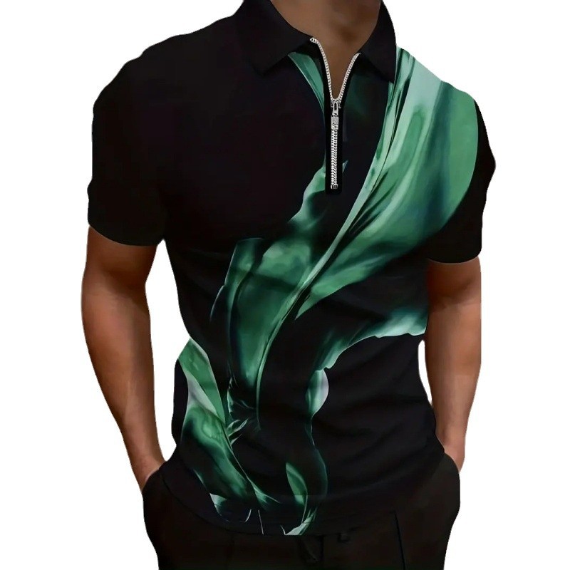 Venta directa de fábrica tendencia de la calle principal para hombres solapa de hombro suelta cremallera traje de polo transpirable camisa deportiva POLO