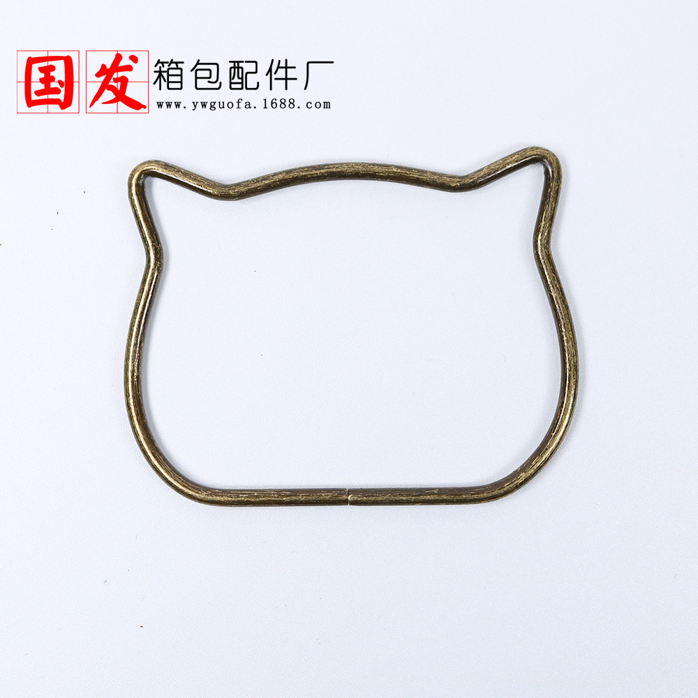 11cm de diámetro de gato brazalete de hierro brazalete de mano bolsa brazalete oro claro cabeza de gato